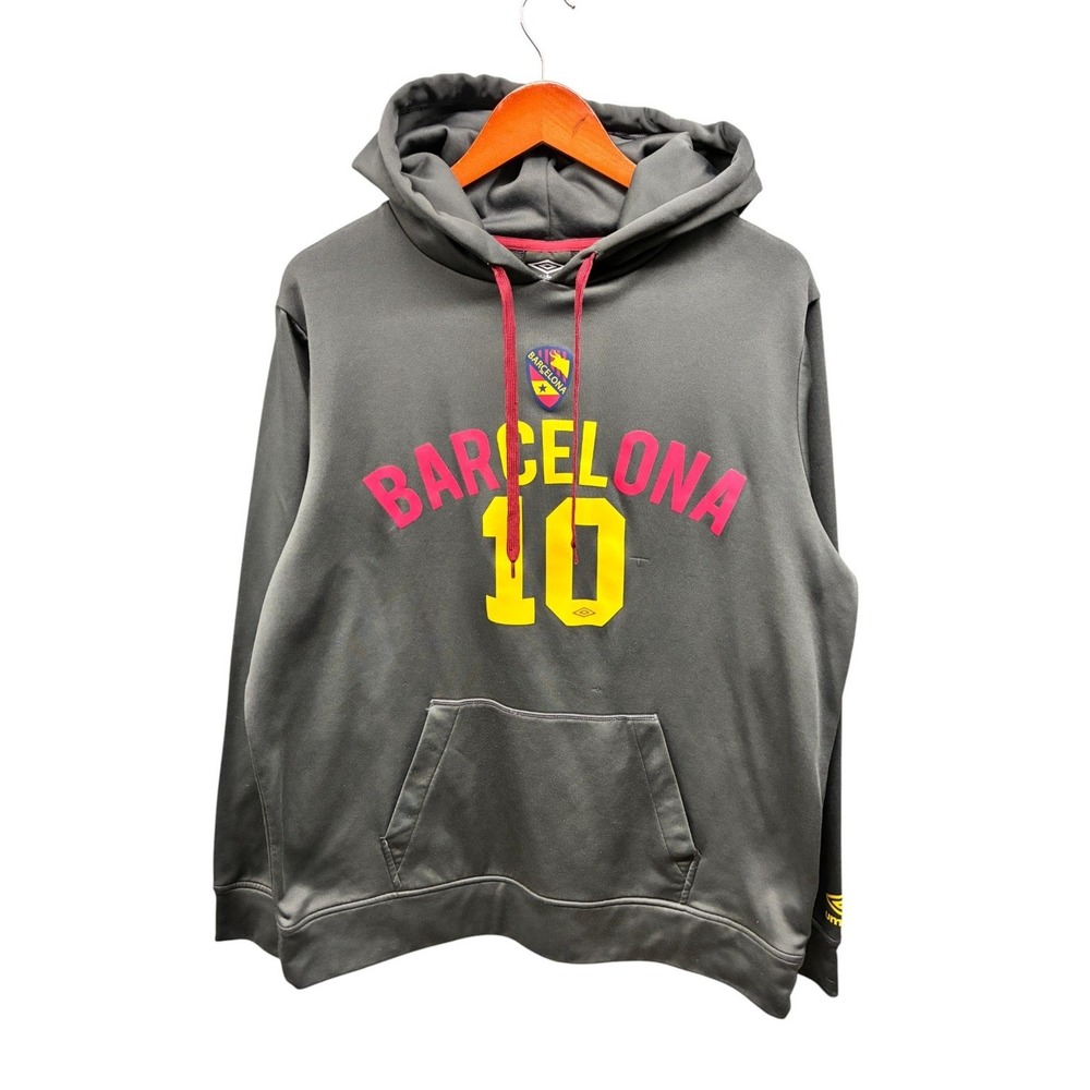 Umbro Barcelona 10 Graphic Hoodie Mens L Grey Soccer Blokecore Sporty Casual